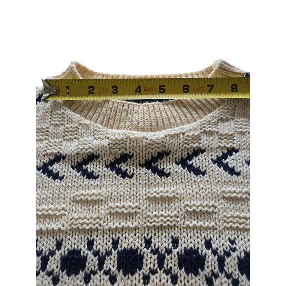 Men Vintage Kuppenheimer Knit White Blue Sweater Made In USA Medium RN#26416 EUC - Picture 9 of 12